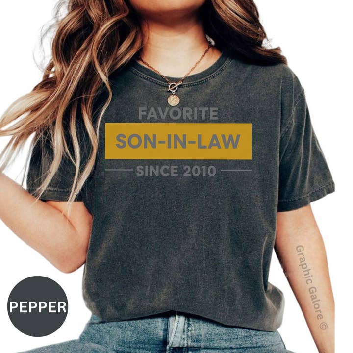 Favorite Son in Law T-Shirt, Best Son in Law Gift, Son in Law Since 2010, Gift for Him, Apparel for Son in Law, Present for Men for wholesale by Graphic Galore