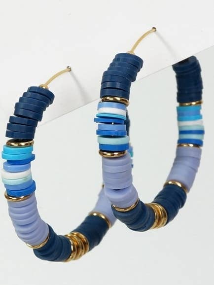 Stainless Steel Earrings, Multicolor Hoop, Rubber Beads for wholesale by Victoria Moda