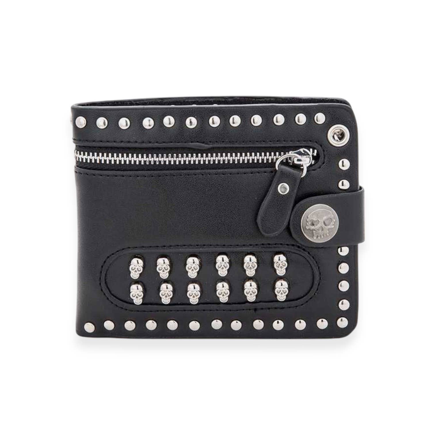 Black Skull Studded Grommets Biker Wallet for wholesale on Faire0