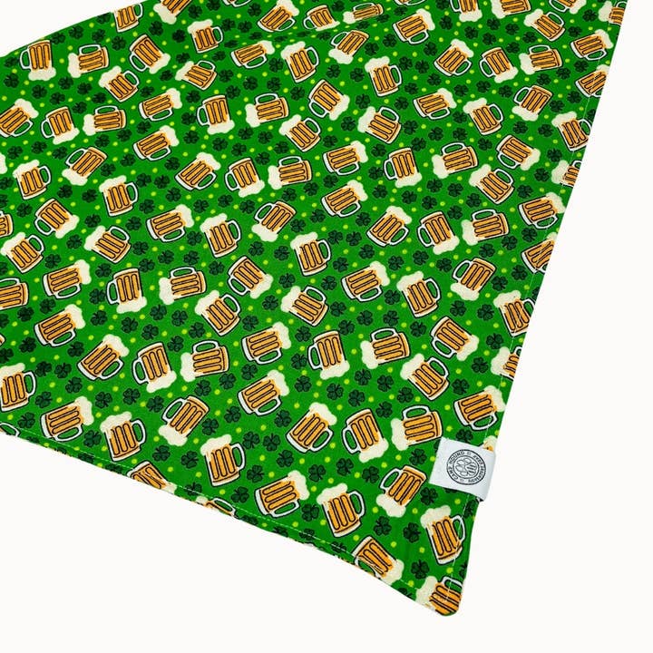 Green Lucky Dog Bandana | St Patrick's Day Shamrock Beer Pet Scarf for wholesale on Faire2