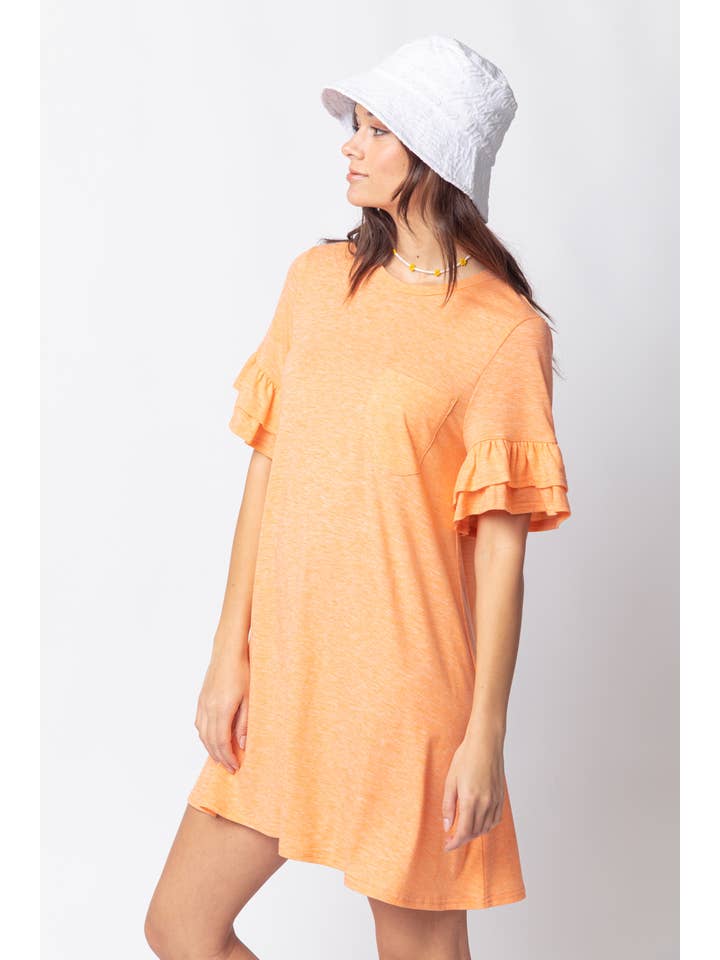 VERY J - Wholesale Dress - Women's - ND30255-French Terry Pocket Tee Shirt Dress4