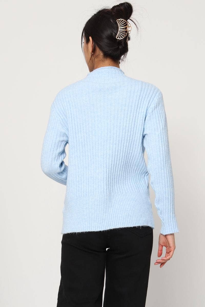 DIX-ONZE - Wholesale Knit Sweater - Women's - Ribbed Knit Sweater with Wavy Finish – Soft Ribbed Knit13