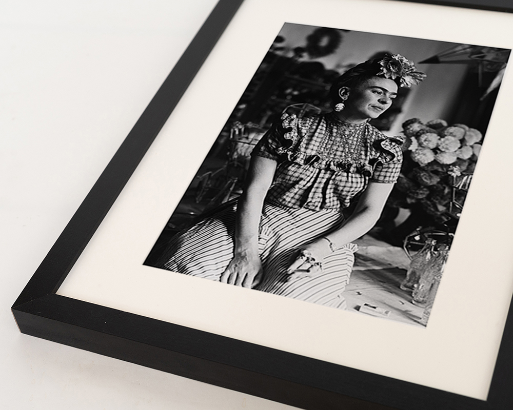 Black Thoughtful - Frida Kahlo. Wall art print with frame. for wholesale on Faire2