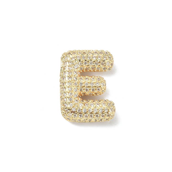 The Charm Bar Company - Wholesale Individual Charm/Pendant - Gold Slider Rhinestone Bubble Initial Charm4