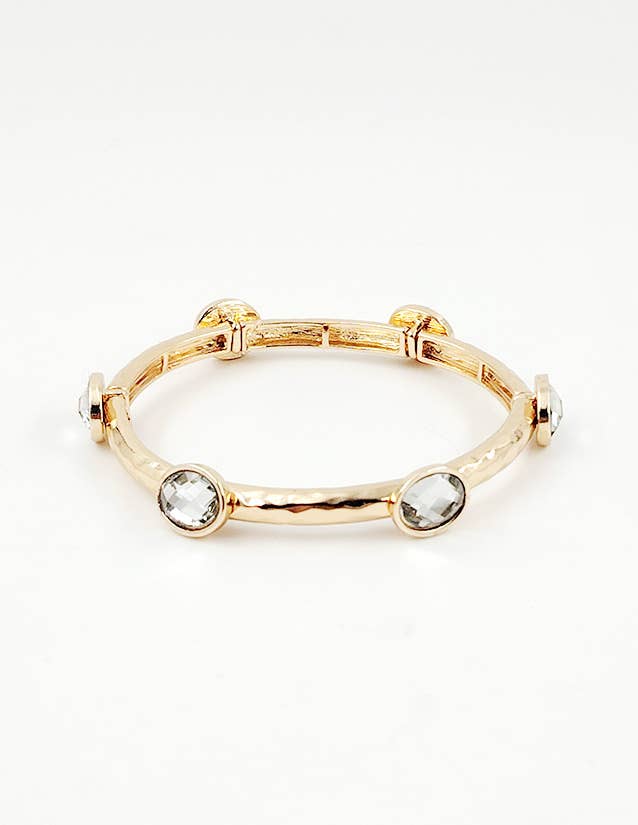 Pretty Persuasions - Wholesale Bangle Bracelet - B25034 Glass Bead/Faux Pearl Adorned Stretch Bangle Bracelet3