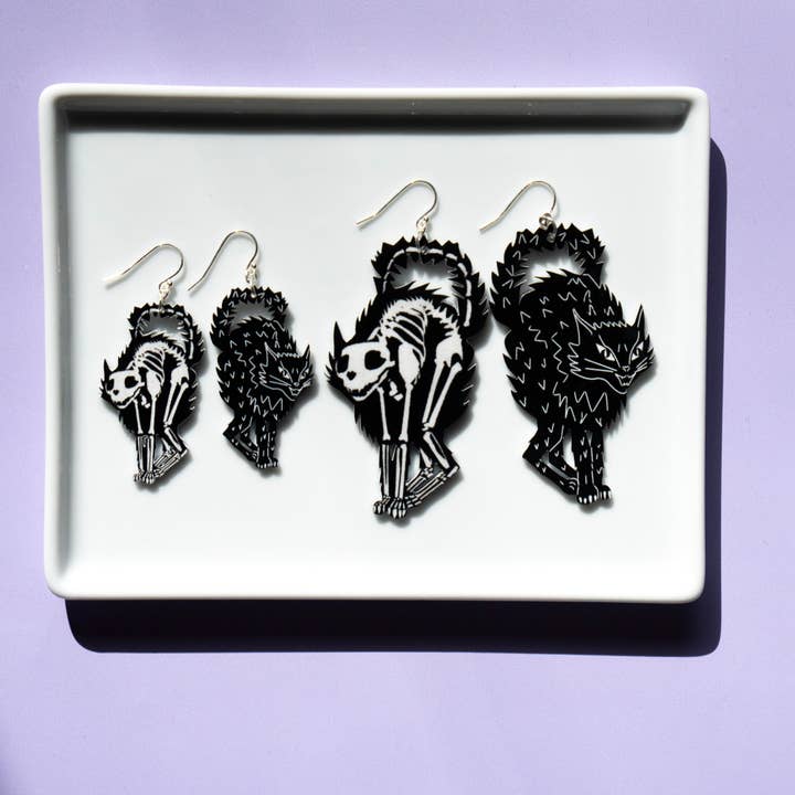 Darling Marcelle - Wholesale Dangle Earrings - Cat Skeleton Earrings2
