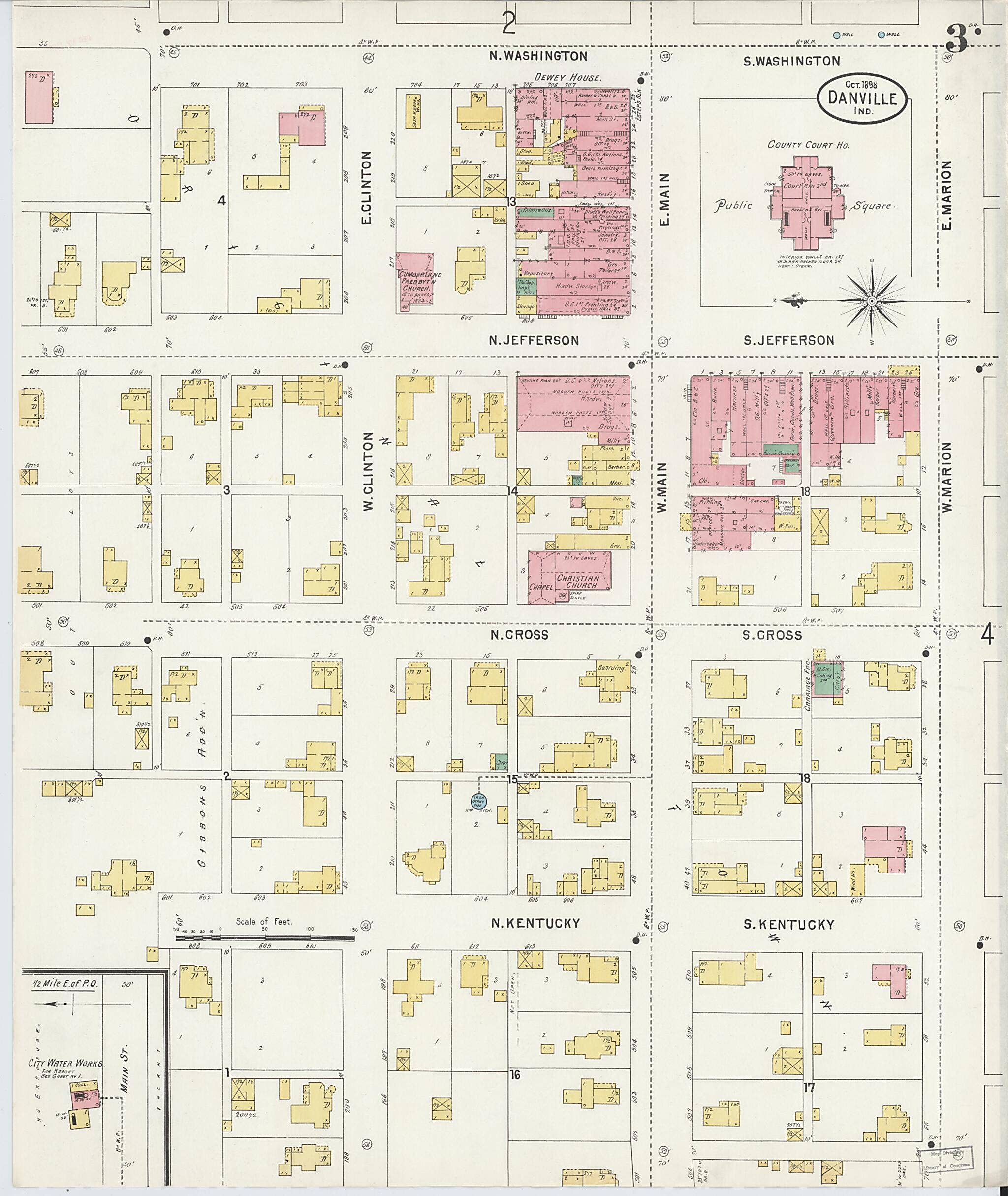 Relic Map Co. – wholesale Map – Danville, Hendricks County, Indiana 1898 (Sheet 3 of 4)0