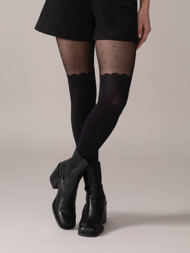 Polka Dot / Scalloped Over-the-Knee Tights for wholesale by Rachel