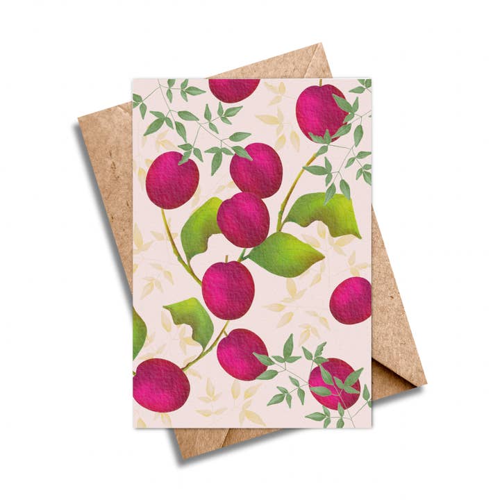 Plums Greeting Card - Everyday Patterned Card for wholesale by Ilana Ewing Designs