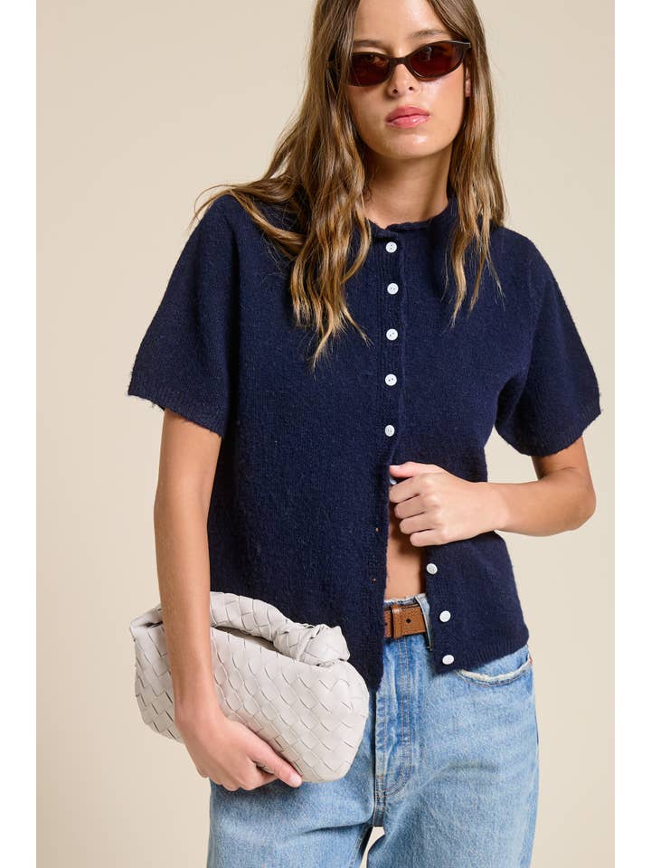 Mimosa - Wholesale Cardigan - Women's - Short Sleeve Button Down Cardigan Top14