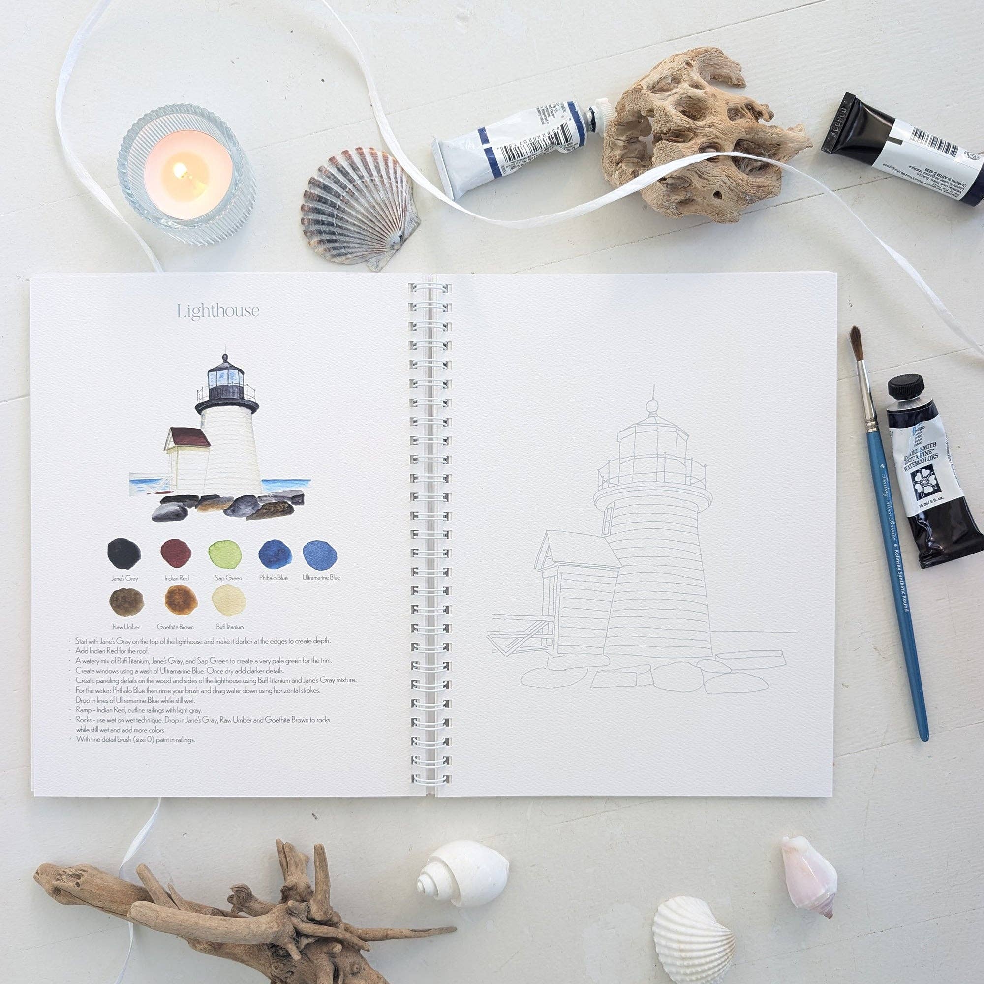 Finding Silver Pennies - Wholesale Crafts, Hobbies & DIY Book - Coastal Watercolor Workbook | Outlines + Video Tutorials6