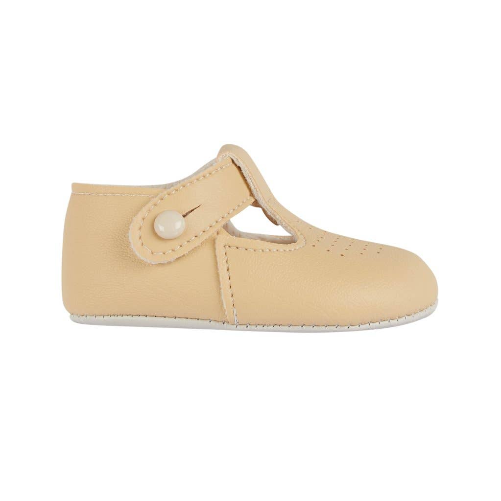 Early Days & Baypods – Engroshandel Vuggesko – til baby – B625 bløde babysko med knappet T-bar og punchet detaljer5