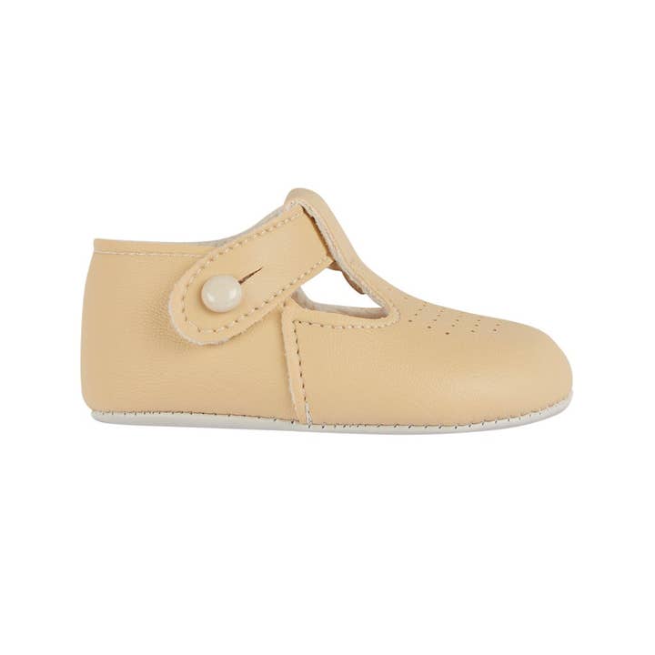 Early Days & Baypods – Engroshandel Vuggesko – til baby – B625 bløde babysko med knappet T-bar og punchet detaljer5