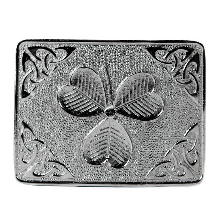 Hebilla de cinturón con nudo celta de trébol - Acabado antiguo para venta al por mayor de The Scotland Kilt Company