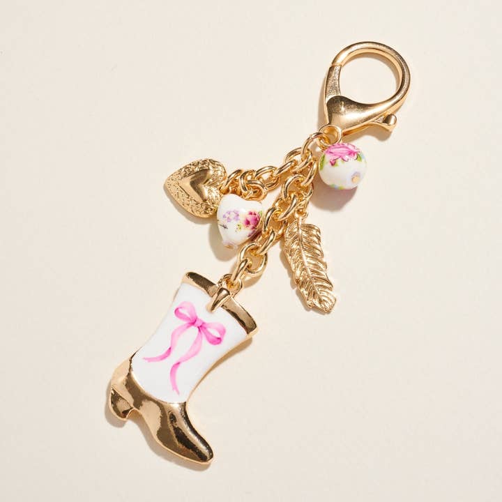 Designature New York - Wholesale Keychain – Women's - Floral Ceramic Bead Western Bag Charm Keychain4