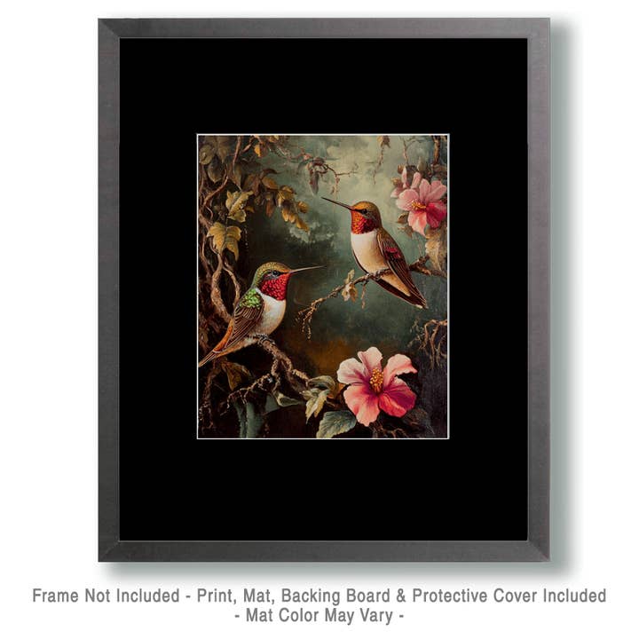 Mowbi - Vendita all'ingrosso Stampa artistica - Coppia di Colibrì Vintage - Stampe d'Arte di Natura Morta Animale – Opera d'Arte 8″x10″ per Cornice 11″x14″1