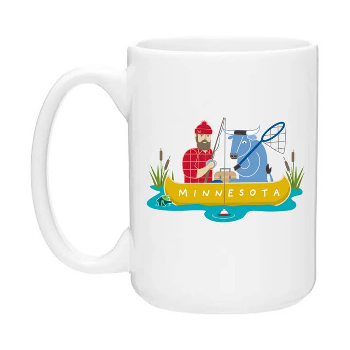 Ceramic Coffee Mugs | Fishing Paul Bunyan + Babe for wholesale by Creative Compass