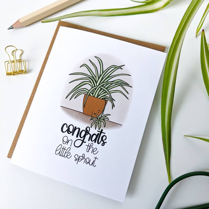 Congrats on the Little Sprout Baby Card for wholesale by Real Happy Designs