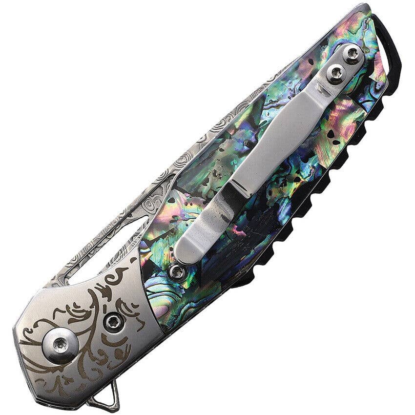 BnB Knives – wholesale Pocket knife/holder – Damascus Abalone Shell Pocket Knife1