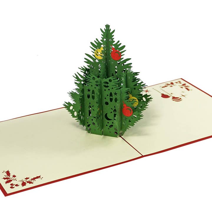 Pop-up julekort med 3D-juletræ for engroshandel hos Muno