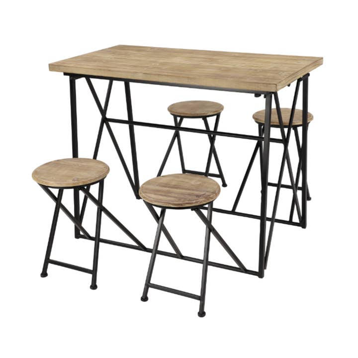 Import Corner - Vendita all'ingrosso Tavoli da patio - A-43668: TAVOLO E SEDIA PIEGHEVOLI IN LEGNO E METALLO 44"L, 34"A0