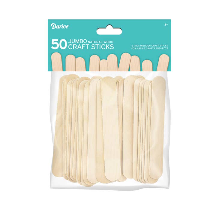 The Toy Group - Wholesale Art Set - Kids & Baby - 50 Jumbo Wooden Craft Sticks