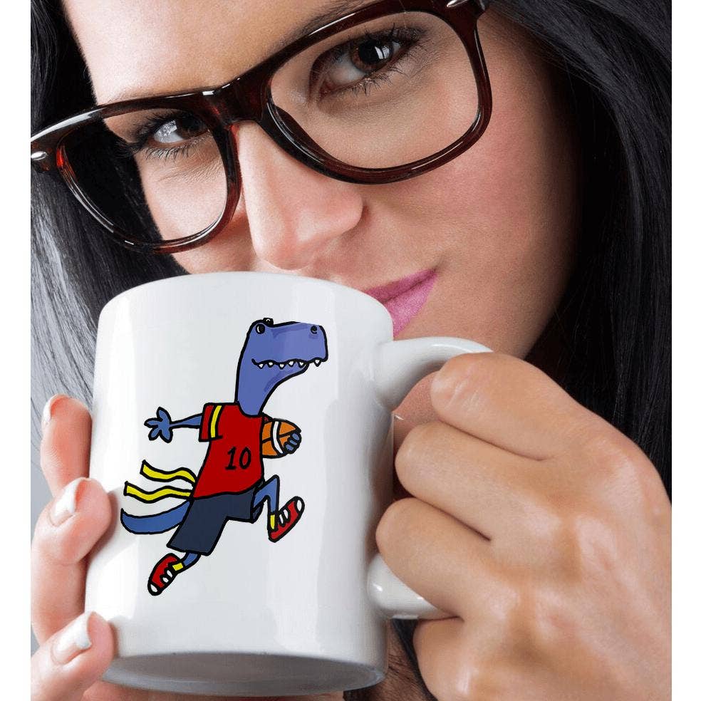 3dRose - Venta al por mayor Taza - 3dRose, Divertido y Lindo Dinosaurio T-rex Jugando Fútbol Bandera Deportes Caricatura, Taza9