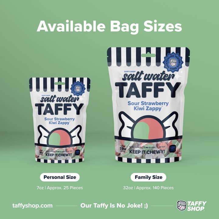 Taffy Shop - Wholesale Taffy - Sour Strawberry Kiwi Zappy™ Taffy 7