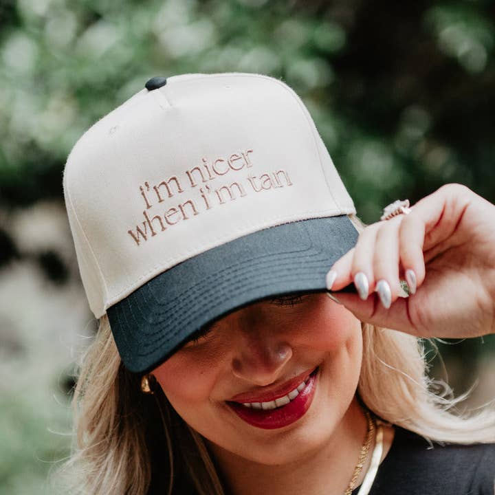 I'm Nicer When I'm Tan Two-Toned Vintage Hats for wholesale on Faire