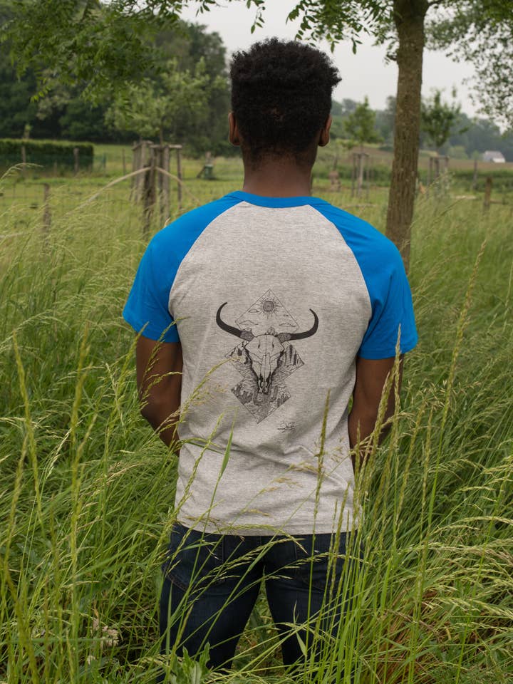 Death Valley Grey & Royal Blue Short Sleeve T-Shirt for wholesale by art-23