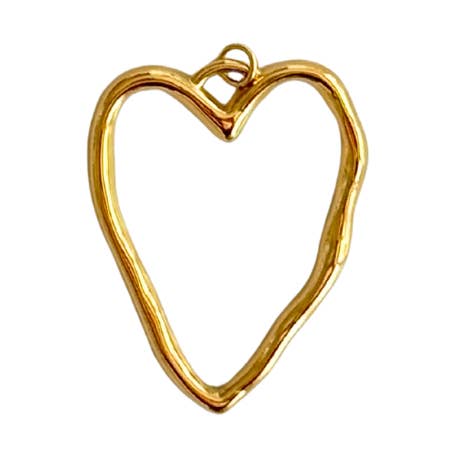 Large Gold Open Heart Charm for wholesale by Kiss Me Kate Jewelry