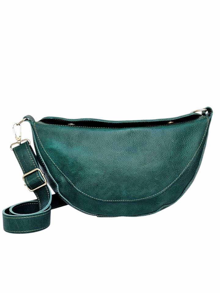 The Luna Crossbody Bag - Forest Green for wholesale by MBH Leather