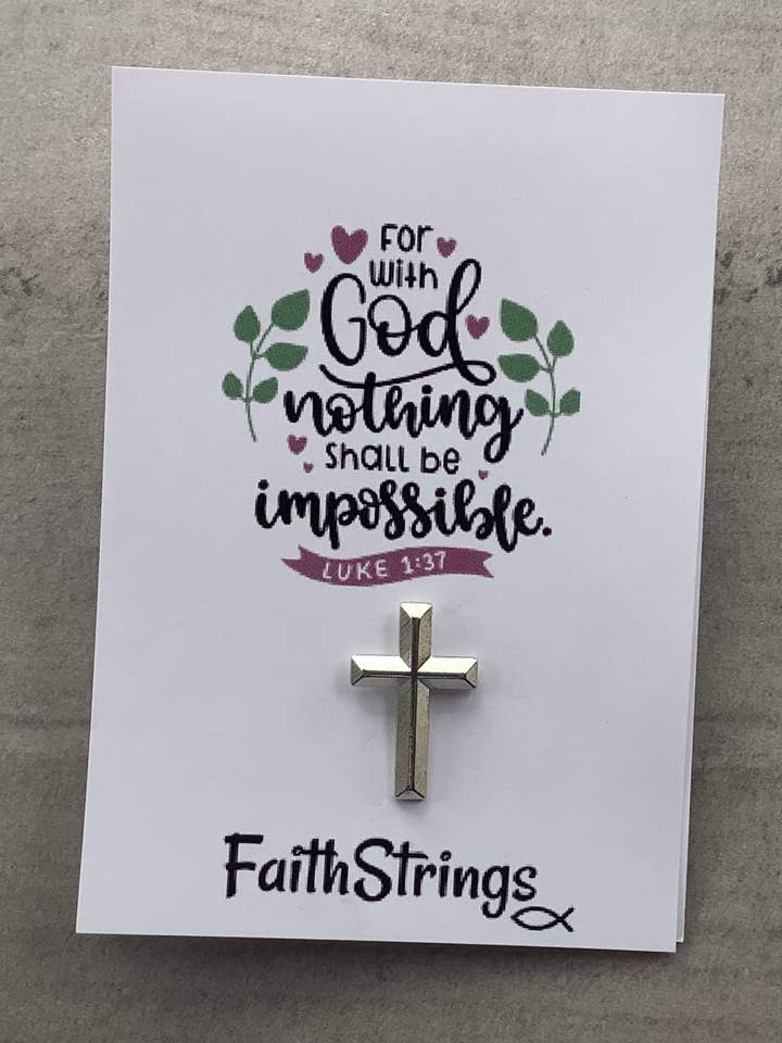 Christian korsnål badge gave 🎁 Sølveffekt Gud for engroshandel hos Faithstrings