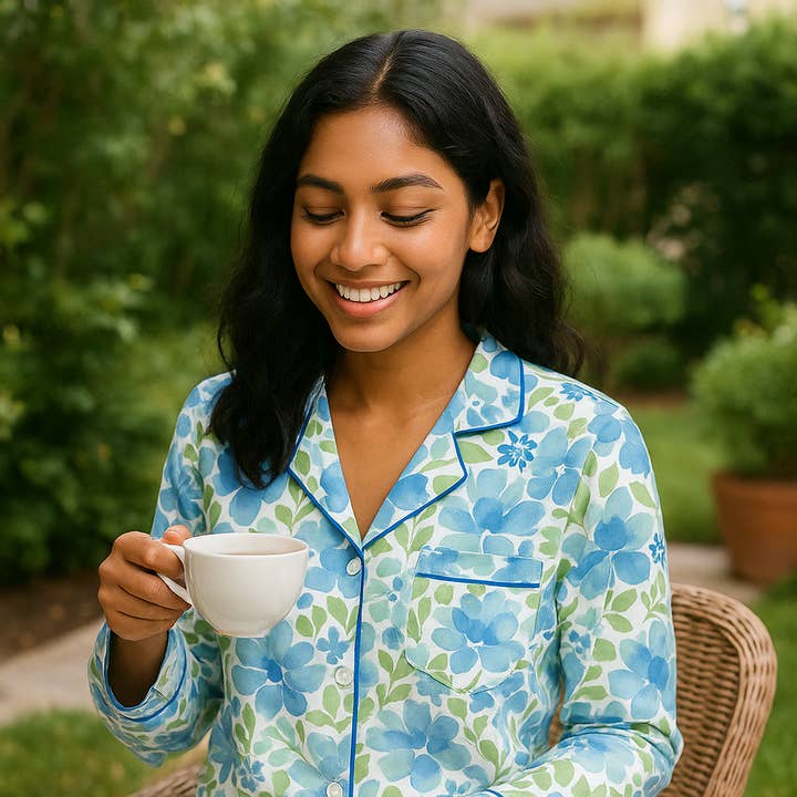 PRÉCOMMANDE Printemps 2026 - Ensemble de Pyjama Blue Blossom - Aquarelle Fraîche - Expédition le 23/2 pour la vente par Thomas and Lee Company