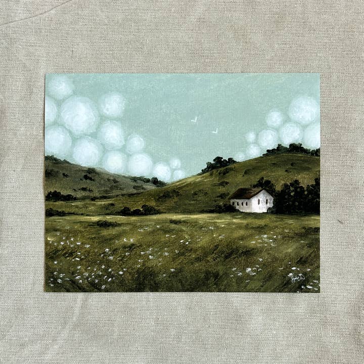 "Hillside Cottage" Konsttryck för wholesale av sophie wyatt studio.