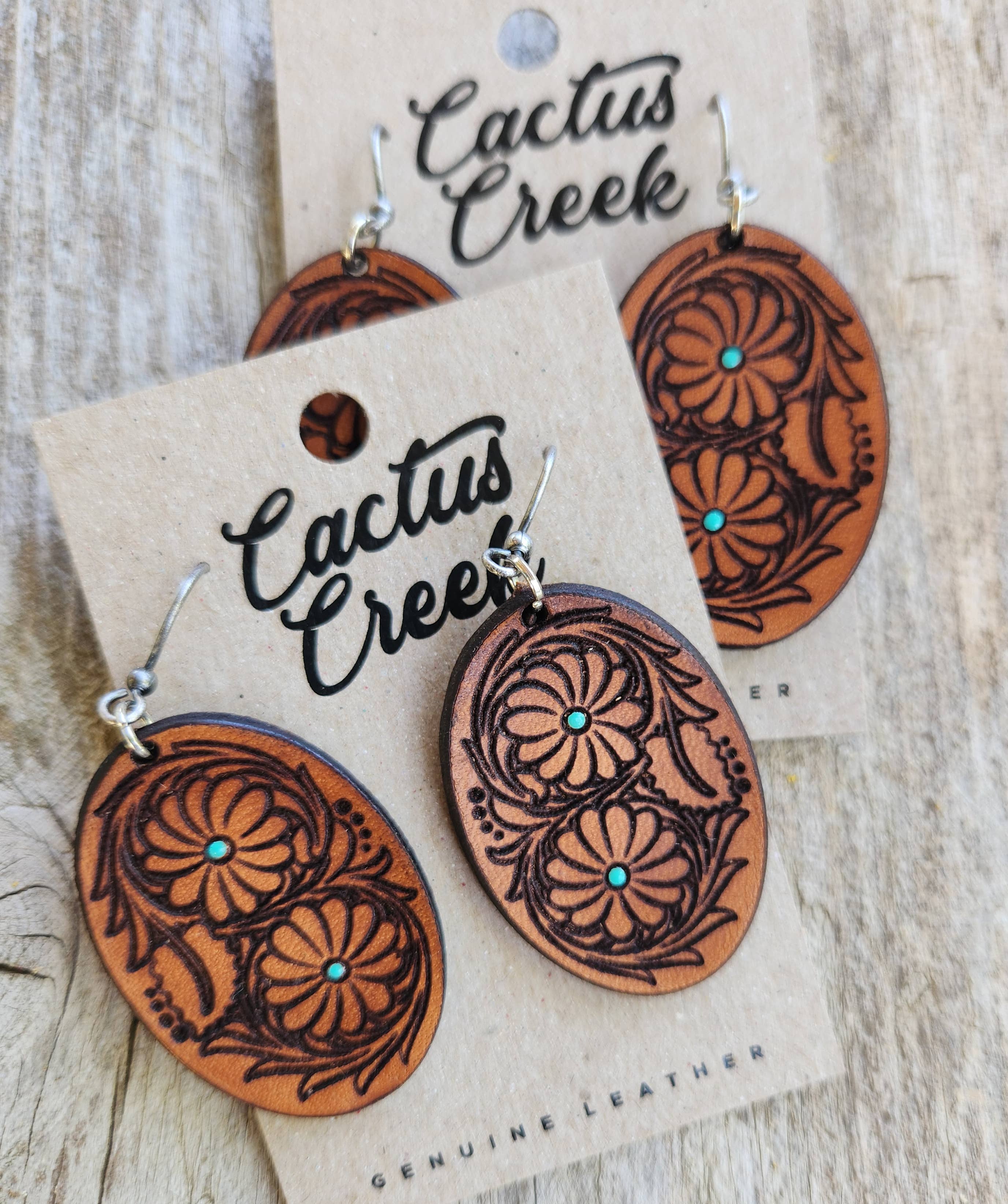 Cocklebur & Co. - Wholesale Dangle earrings - "Laura" Handmade Leather Earrings1