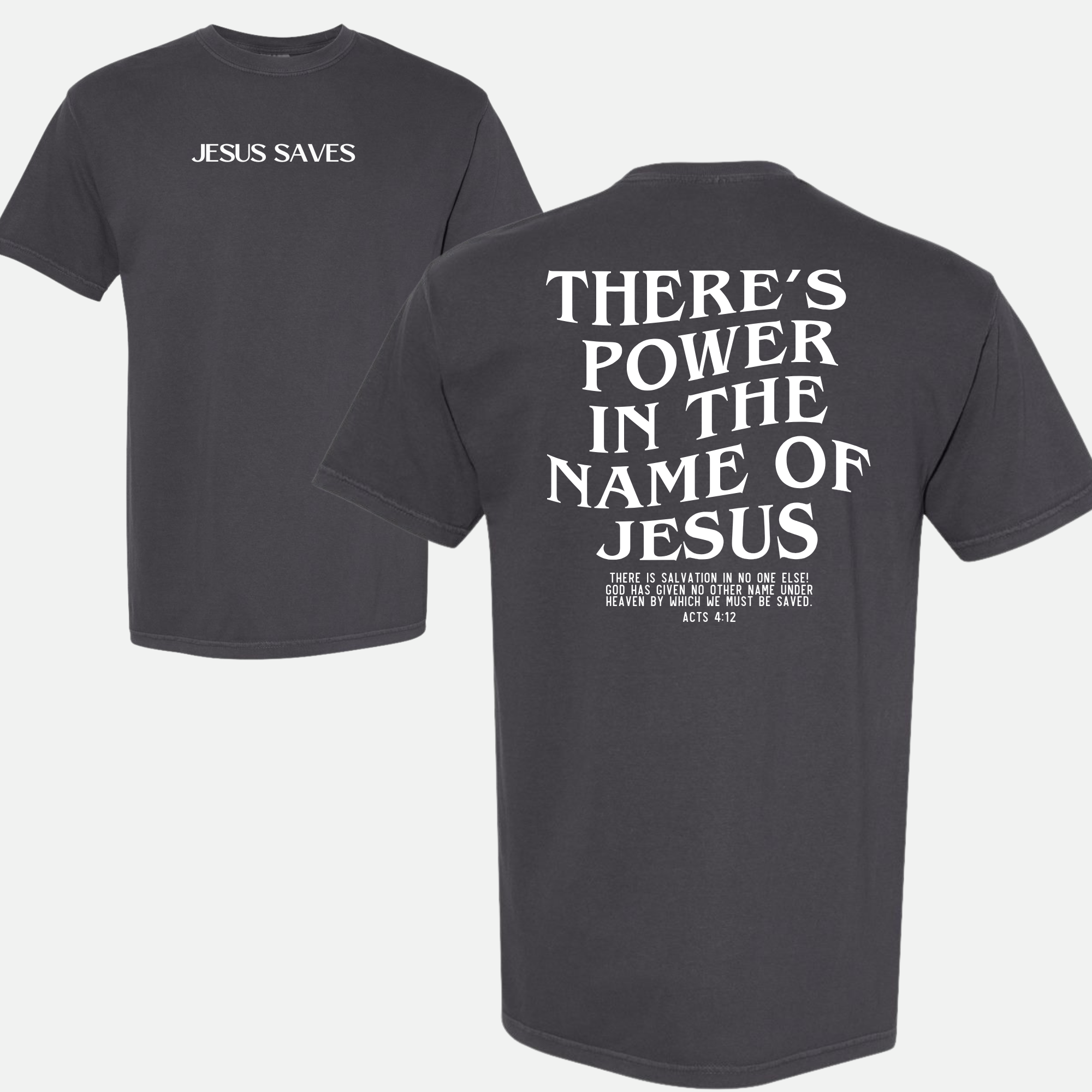 Faith & Life Christian Brands - Vente T-shirt sérigraphié – femme - Jésus sauve la puissance au nom de Jésus T-shirt chrétien unisexe5