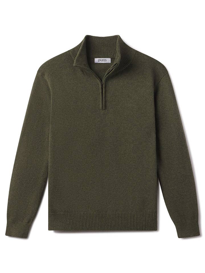 Men's Cotton Classic Half Zip for wholesale by Pura Cashmere