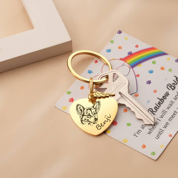 Anavia - Wholesale Keychain Bracelet - Custom Heart Pet Portrait Rainbow Bridge Key Chain15