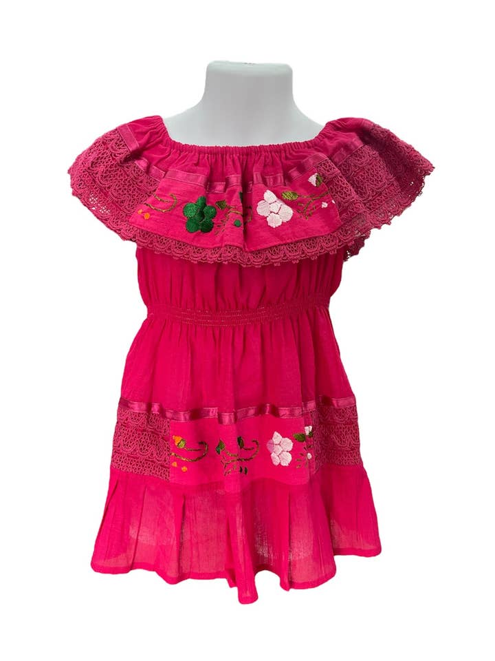 Campesina Klänning för flickor Hot Pink för wholesale av Cielito Lindo