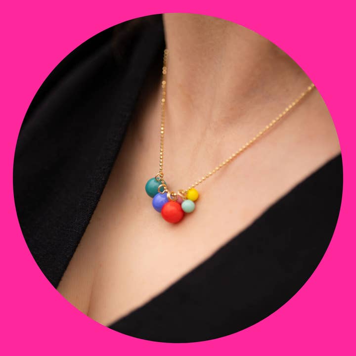 Goldkette mit 6 austauschbaren Anhängern "COLOURFUL" für den Großhandel von BaBa Jewellery for happiness