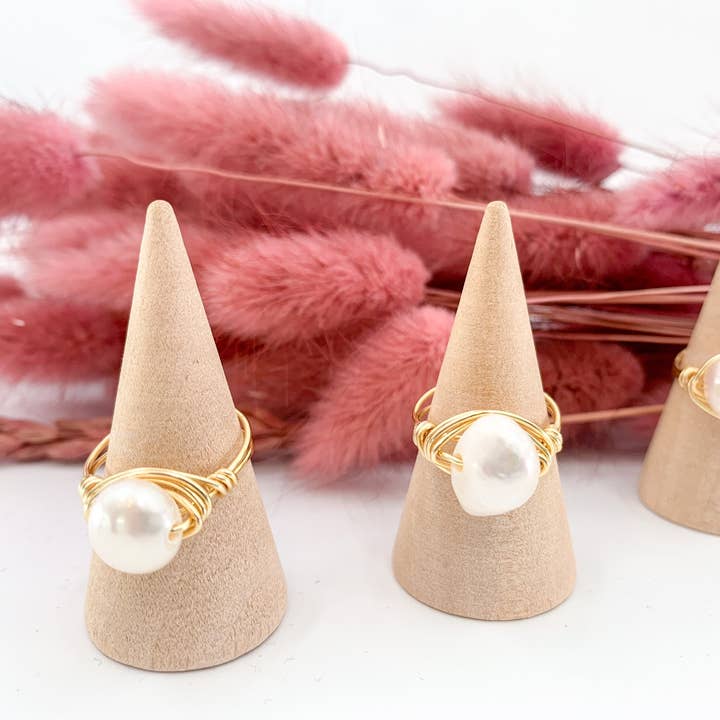 Elise Marie DeSigns - Wholesale Cocktail/Statement Ring - Pearl Wire Wrapped Ring | Freshwater Jewelry | Cultured2