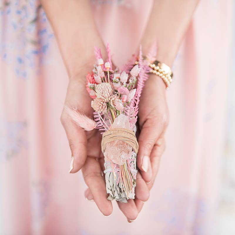 Seed Floral - Wholesale Sage Bundle - Smudge Stick- Love Potion Sage Crystal Bundle