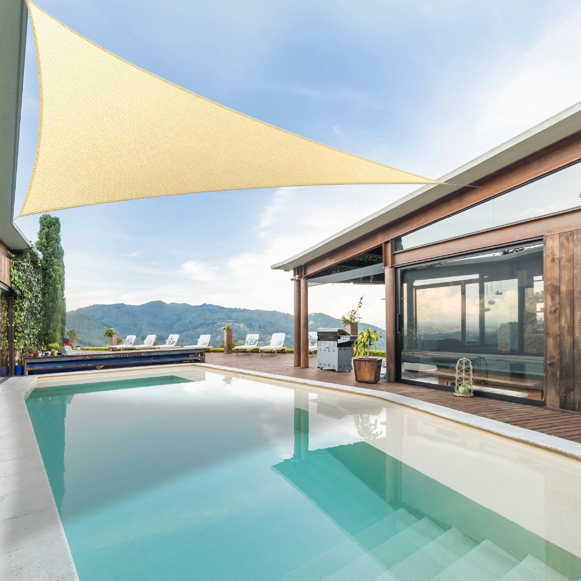 KHOMO GEAR - Vendita all'ingrosso Ornamenti/decorazioni per esterni - Tenda parasole a vela UV Block Triangle - Beige7