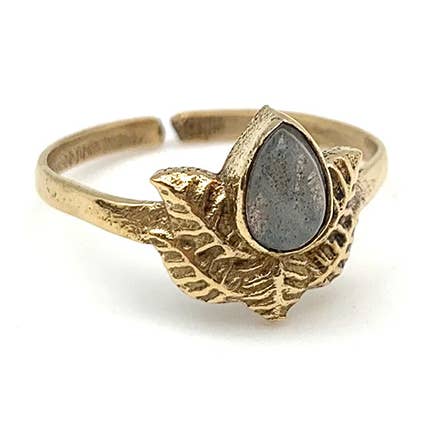 Tanvi Collection Ring - Gold with Labradorite for wholesale by Anju Jewelry