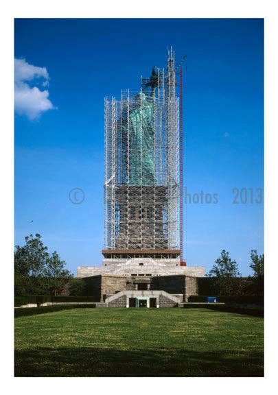 Old NYC Photos - Wholesale Art Print - Statue of Liberty - view of Scaffolding from the back side of the statue0