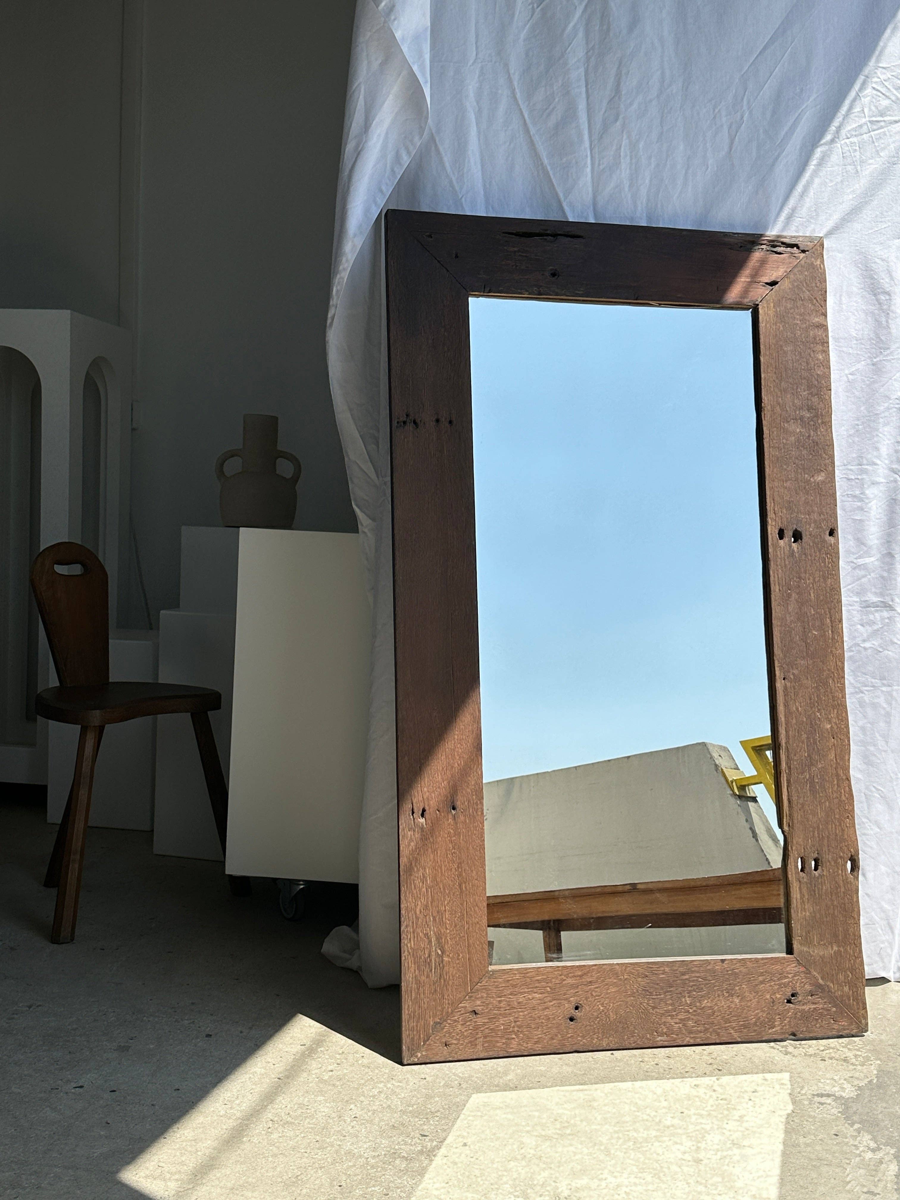 Office Objets - Wholesale Wall Mirror - Mirror with exotic brutalist old iron wood frame H:139cm41