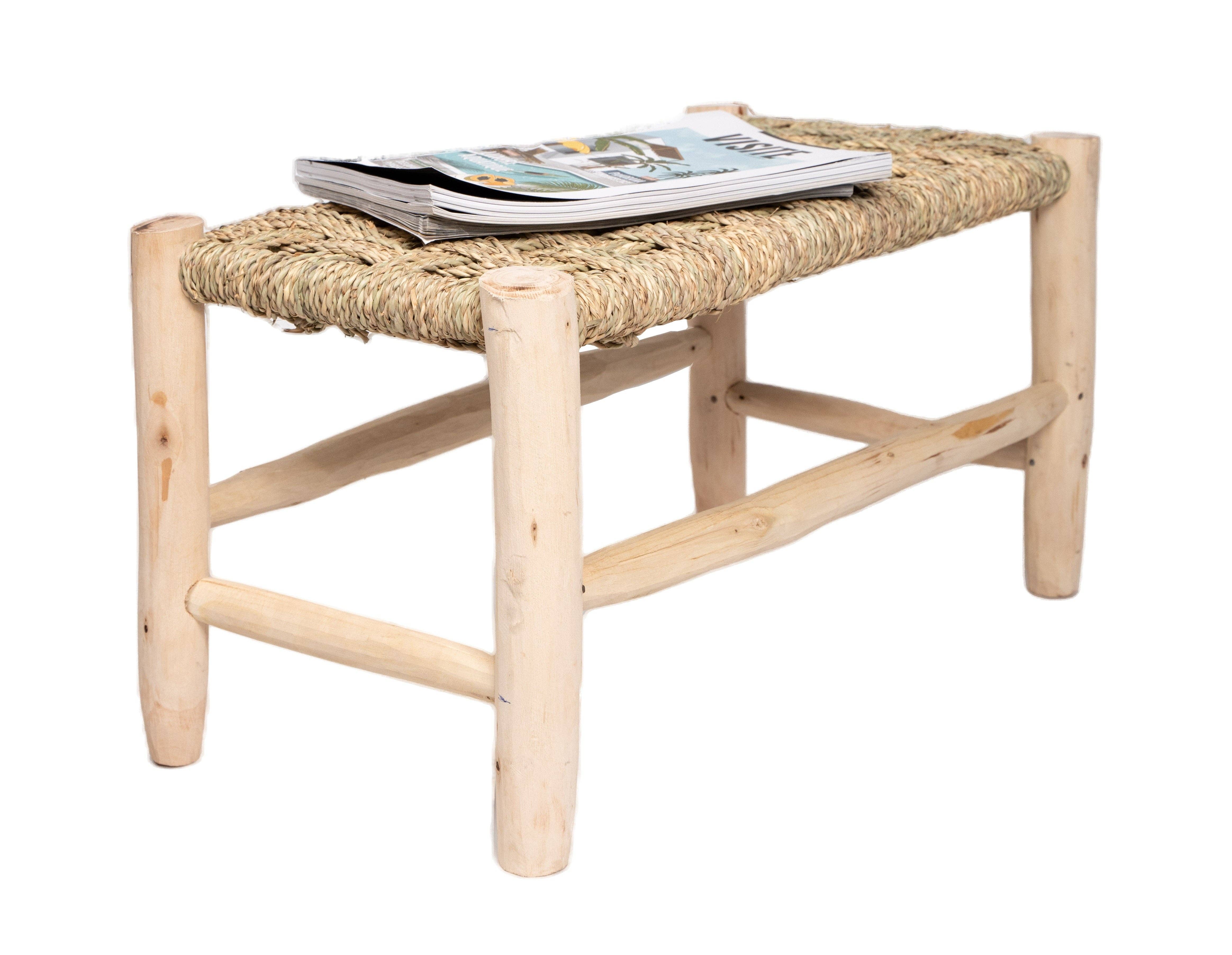Bohome Living – Großhandel Bänke – Kleine marokkanische Bank aus Holz und Seil1