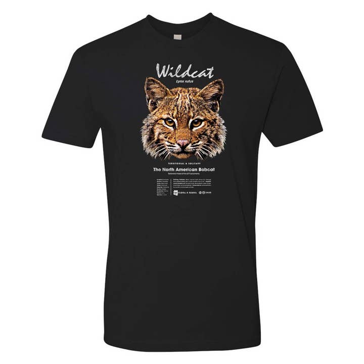 "North American Bobcat" Unisex Shirt (Black) for wholesale by Tanline Printing