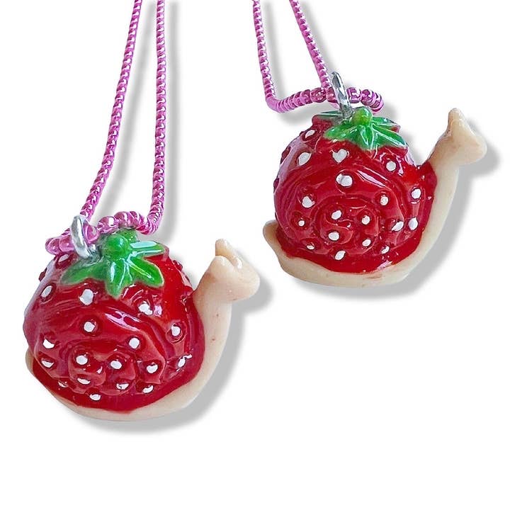 Pop Cutie Strawberry Snail Kids Necklace for wholesale by Pop Cutie Accessories & Gifts